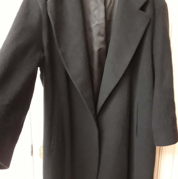 Black Perry Ellis Cashmere Wool Trench Coat - Picture 6 of 8